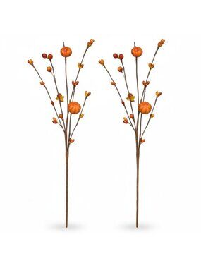 Fall Pumpkin Stem Faux Pumpkin Pick Autumn Berry Stem Thanksgiving Decor Fall Fl